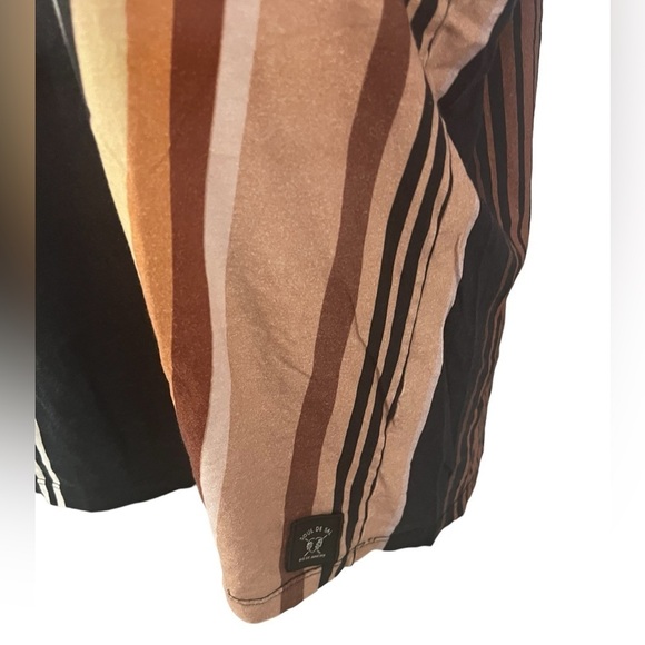 Farm Rio striped T-shirt women P large brown black tan short sleeve - Picture 4 of 12